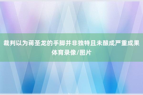 裁判以为蒋圣龙的手脚并非独特且未酿成严重成果体育录像/图片