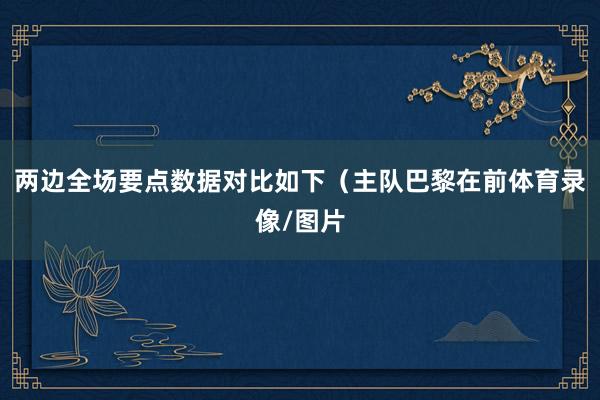 两边全场要点数据对比如下（主队巴黎在前体育录像/图片